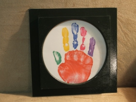 Grandad’s workshop handmade wooden children’s kid’s picture frame handprint