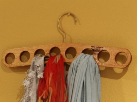 Wooden scarf hanger sturdy brass hook holds 8 wardrobe grandad's workshop